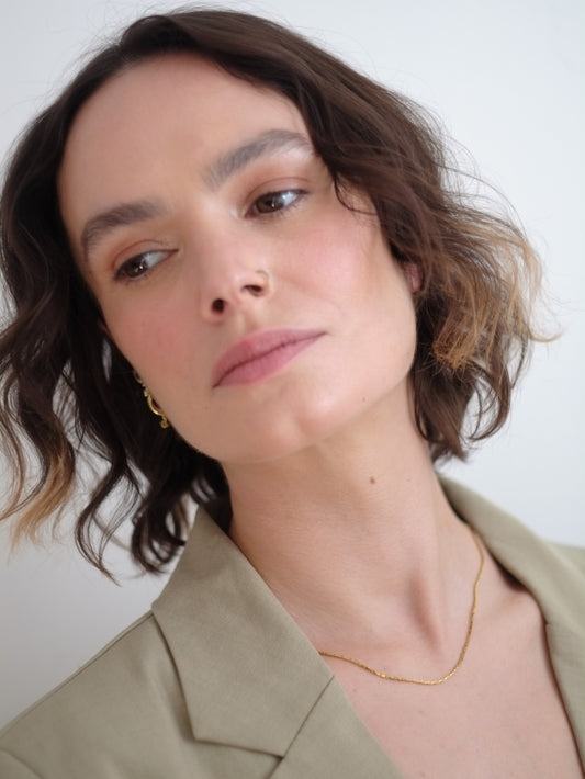 The Arizona 18k Gold Plated Stainless Steel Delicate Round Cobra Snake Chain Necklace.