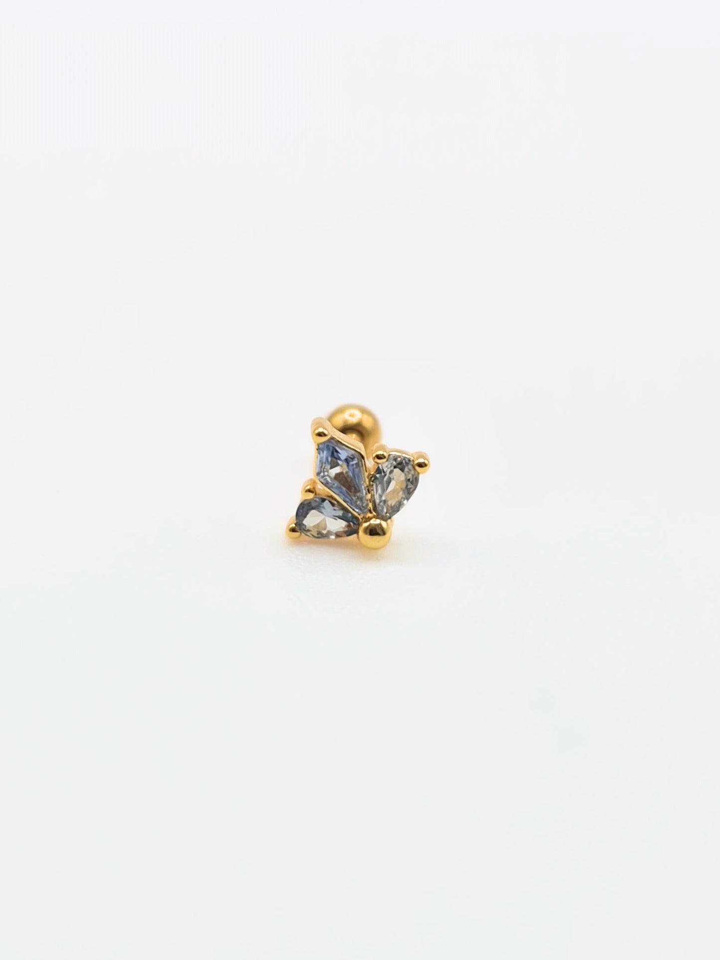 The Blake 18k Gold Plated Titanium Steel Cubic Zirconia Cluster Cartilage Lobe Stud Earring in Blue.