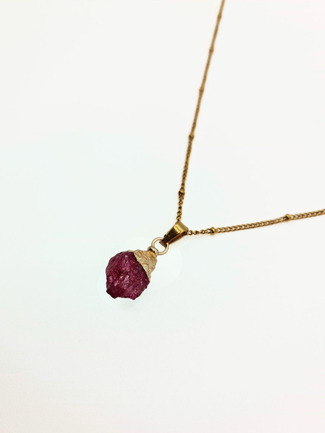 The Talisman Collection July Ruby Birthstone 18k Gold Plated Semi Precious Natural Stone Pendant Necklace