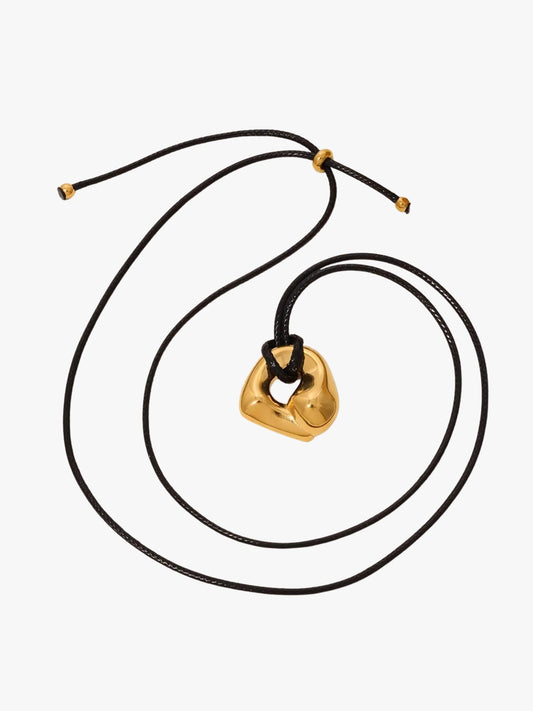 The Husk 18k Gold Plated Organic Stone Rope Tie Necklace- Waterproof & Tarnish-Free