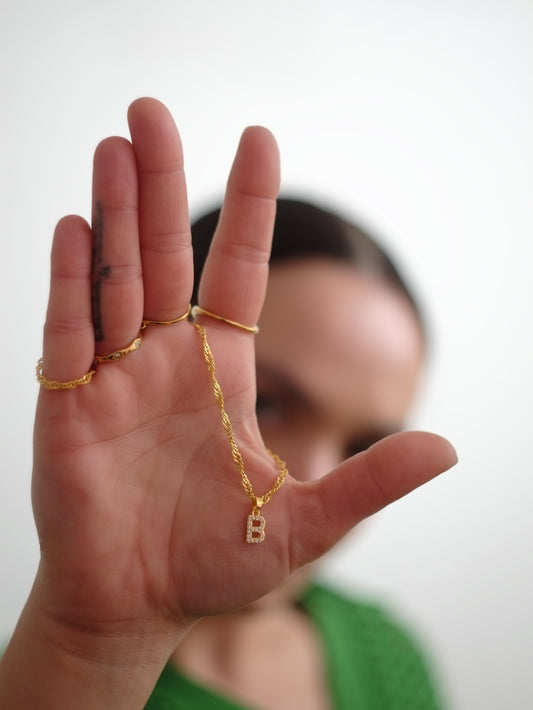 The Lottie 'K' Initial 18k Gold Plated Stainless Steel Pave Crystal Pendant Necklace