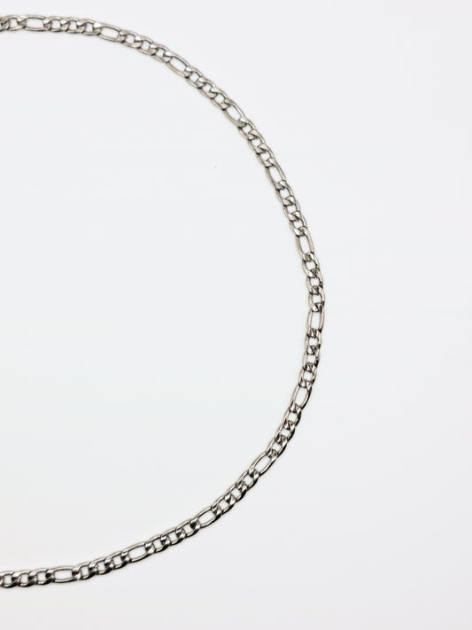 The Felix Set Silver Finish Tarnish-Free Figaro Chain Necklace & Bracelet