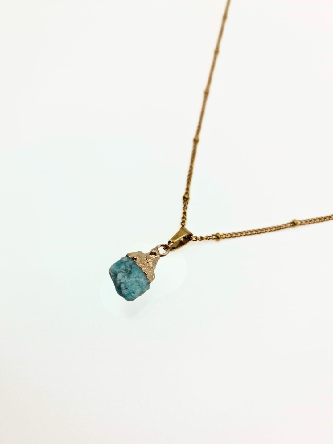 The Talisman Collection August Amazonite Birthstone 18k Gold Plated Semi Precious Natural Stone Pendant Necklace