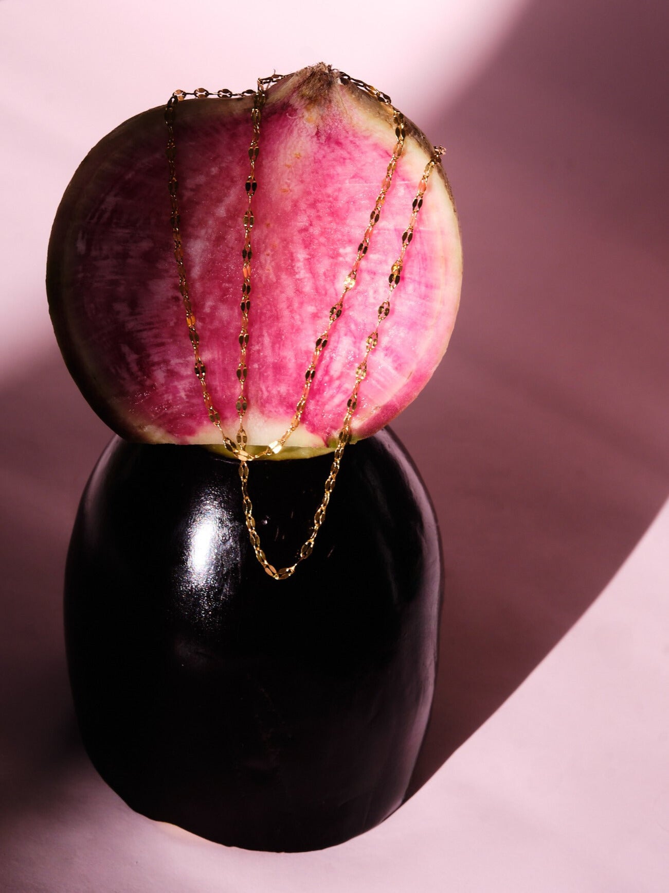 The Flora 18k Gold Plated Stainless Steel Delicate Textured Crimp Chain Necklace.
