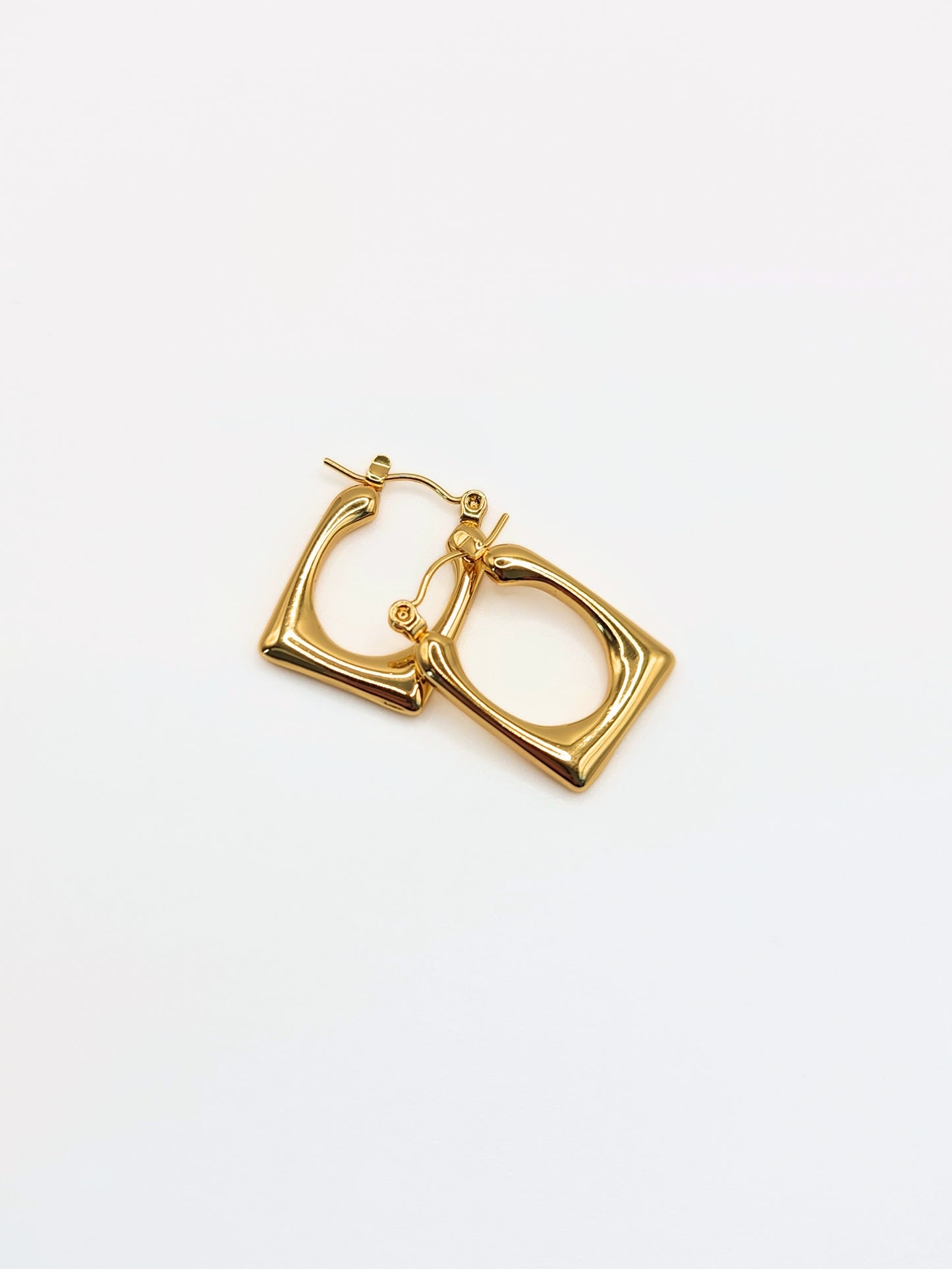 The George 18k Gold Plated Stainless Steel Rectangle Hoop Earrings.