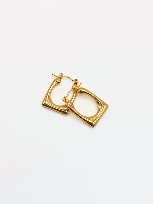 The George 18k Gold Plated Stainless Steel Rectangle Hoop Earrings.