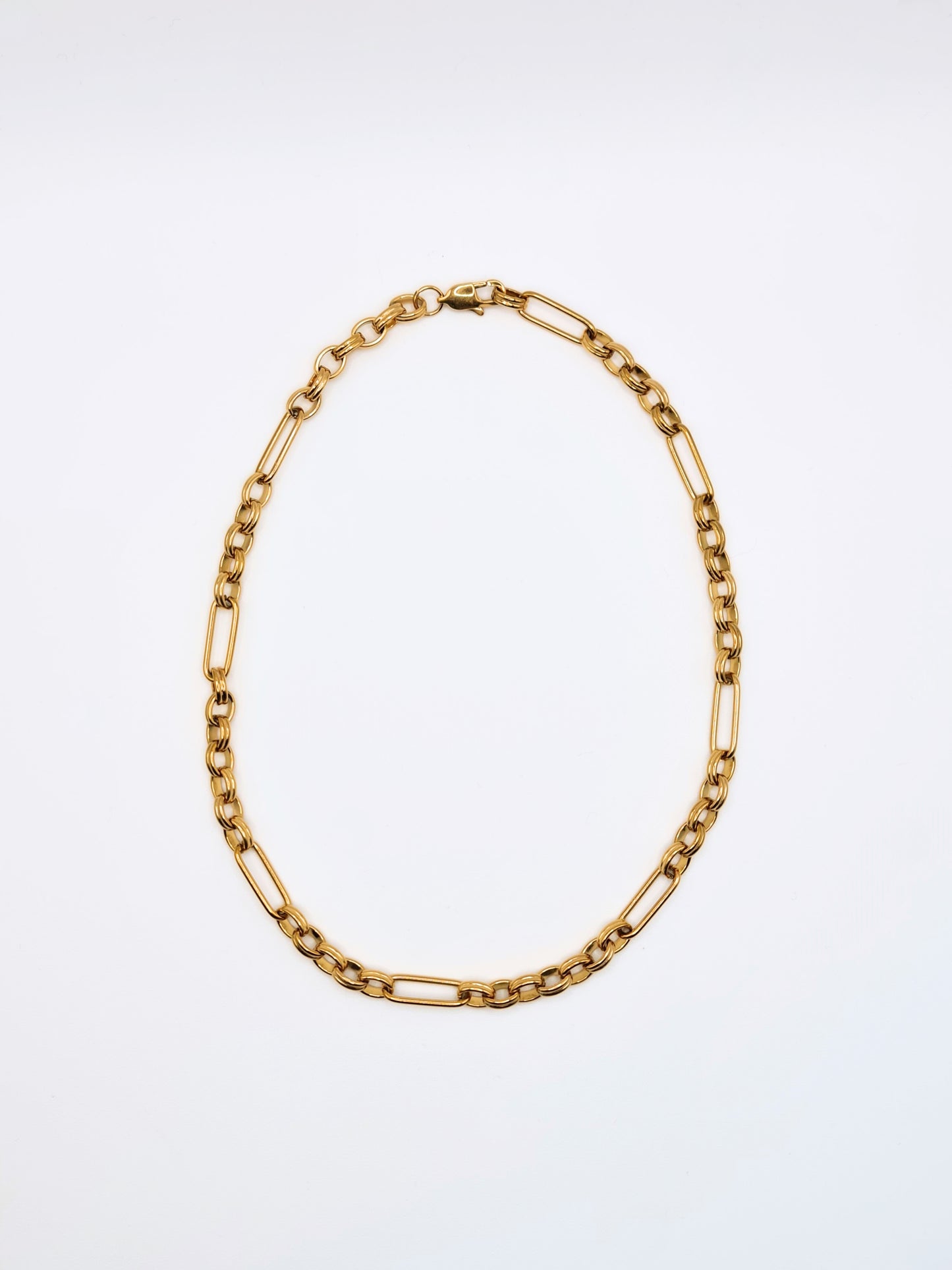 The Alexander 18k Gold Plated Stainless Medium Mixed Link Chain Necklace.
