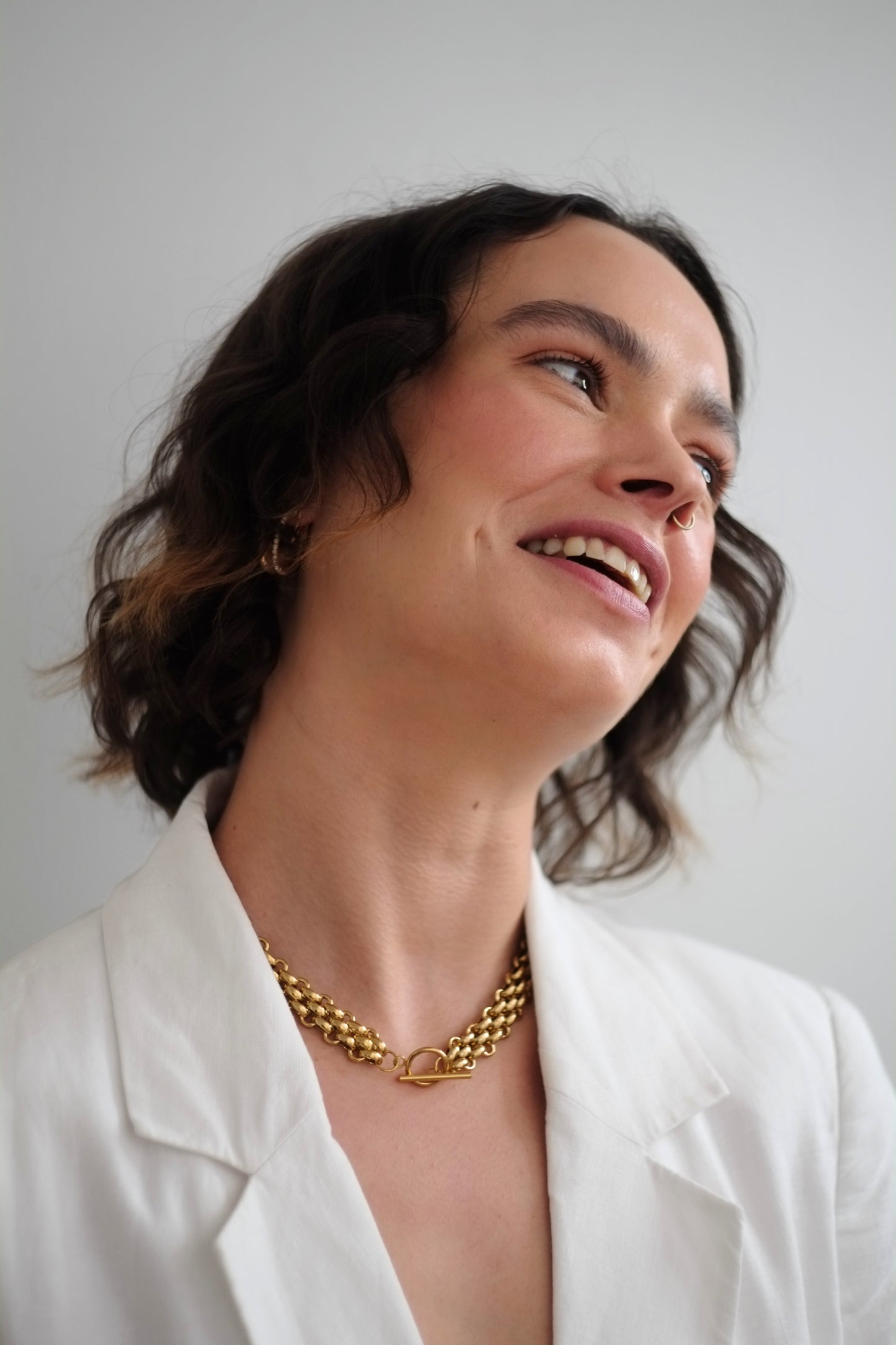 The Archie Set 18k Gold Plated Stainless T-Bar Fastening Chunky Chain Necklace and Bracelet Co-ord.