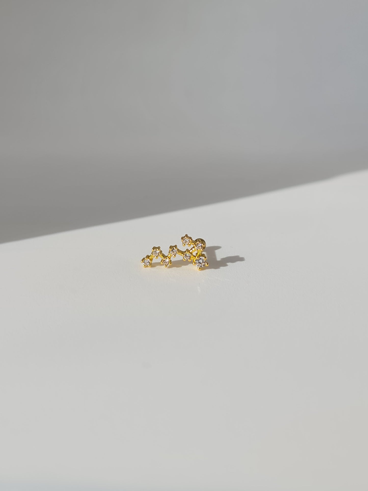 The Constellations Scorpio 18k Gold Plated Stainless Steel Cubic Zirconia Ear Climber Zodiac Star Sign Cartilage Lobe Stud Earring.