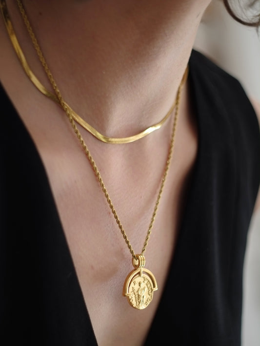 The Talisman Collection 18k Gold Plated Stainless Steel Coin Pendant Necklace.