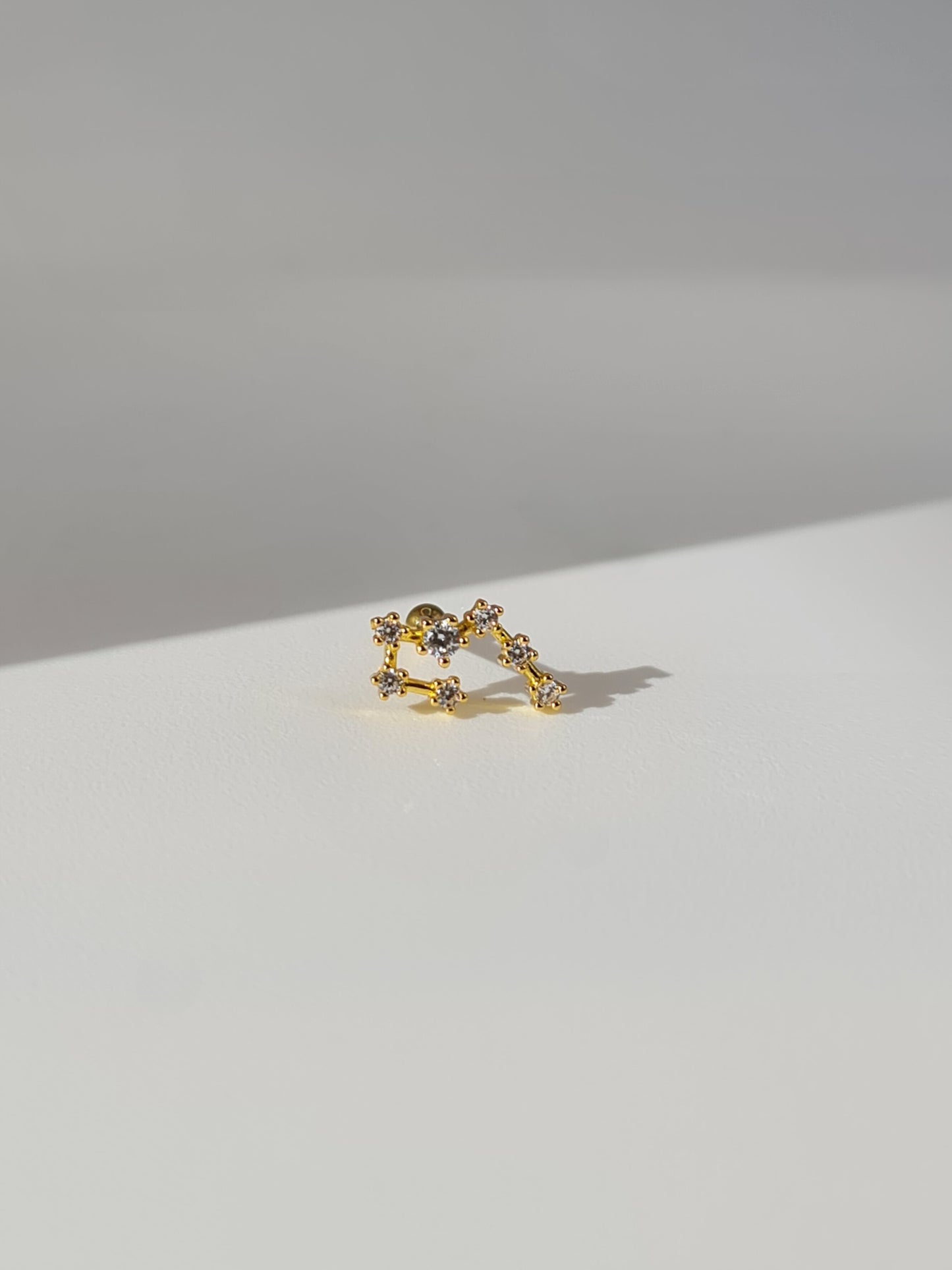 The Constellations Taurus 18k Gold Plated Stainless Steel Cubic Zirconia Ear Climber Zodiac Star Sign Cartilage Lobe Stud Earring.