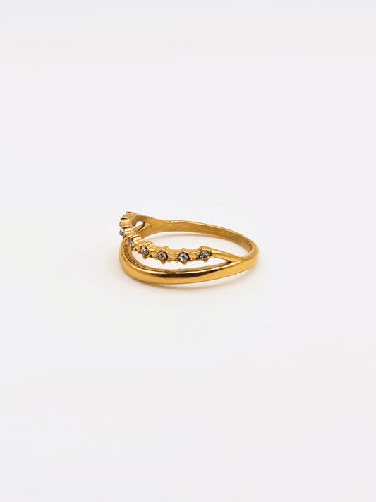 The Celeste 18k Gold Plated Stainless Steel Constellation Double Stacking Ring.