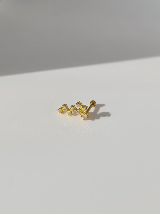 The Constellations Scorpio 18k Gold Plated Stainless Steel Cubic Zirconia Ear Climber Zodiac Star Sign Cartilage Lobe Stud Earring.