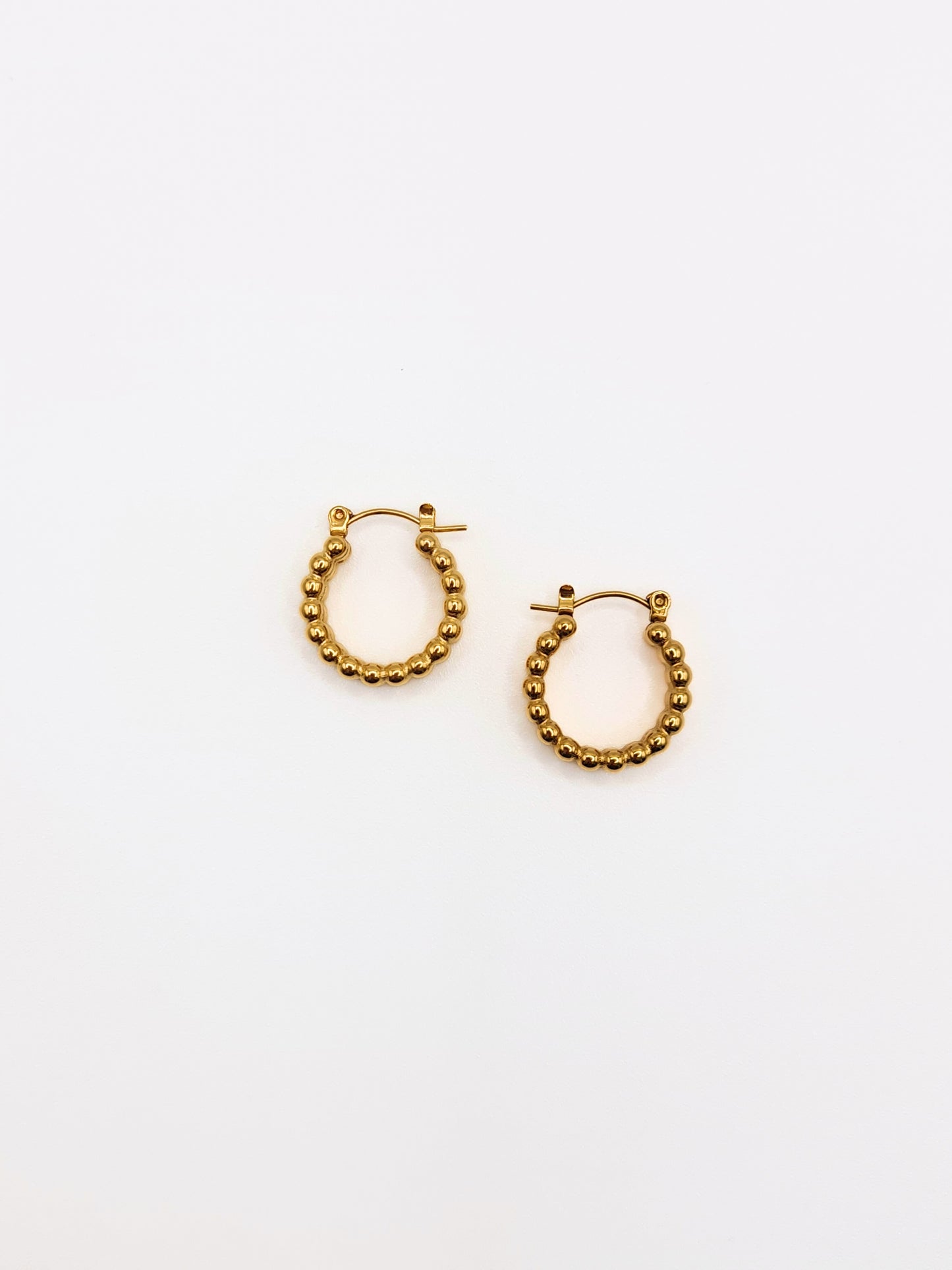 The Talisman Collection 18k Gold Plated Stainless Steel Beaded Hoop Earrings.