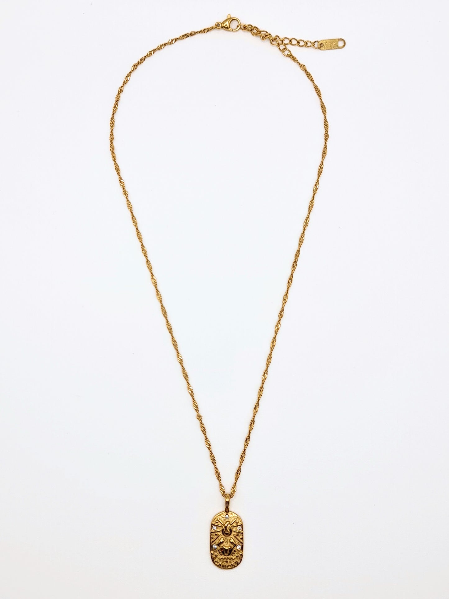 The Kiki Cancer 18k Gold Plated Stainless Steel Zodiac Starsign Crystal Necklace.
