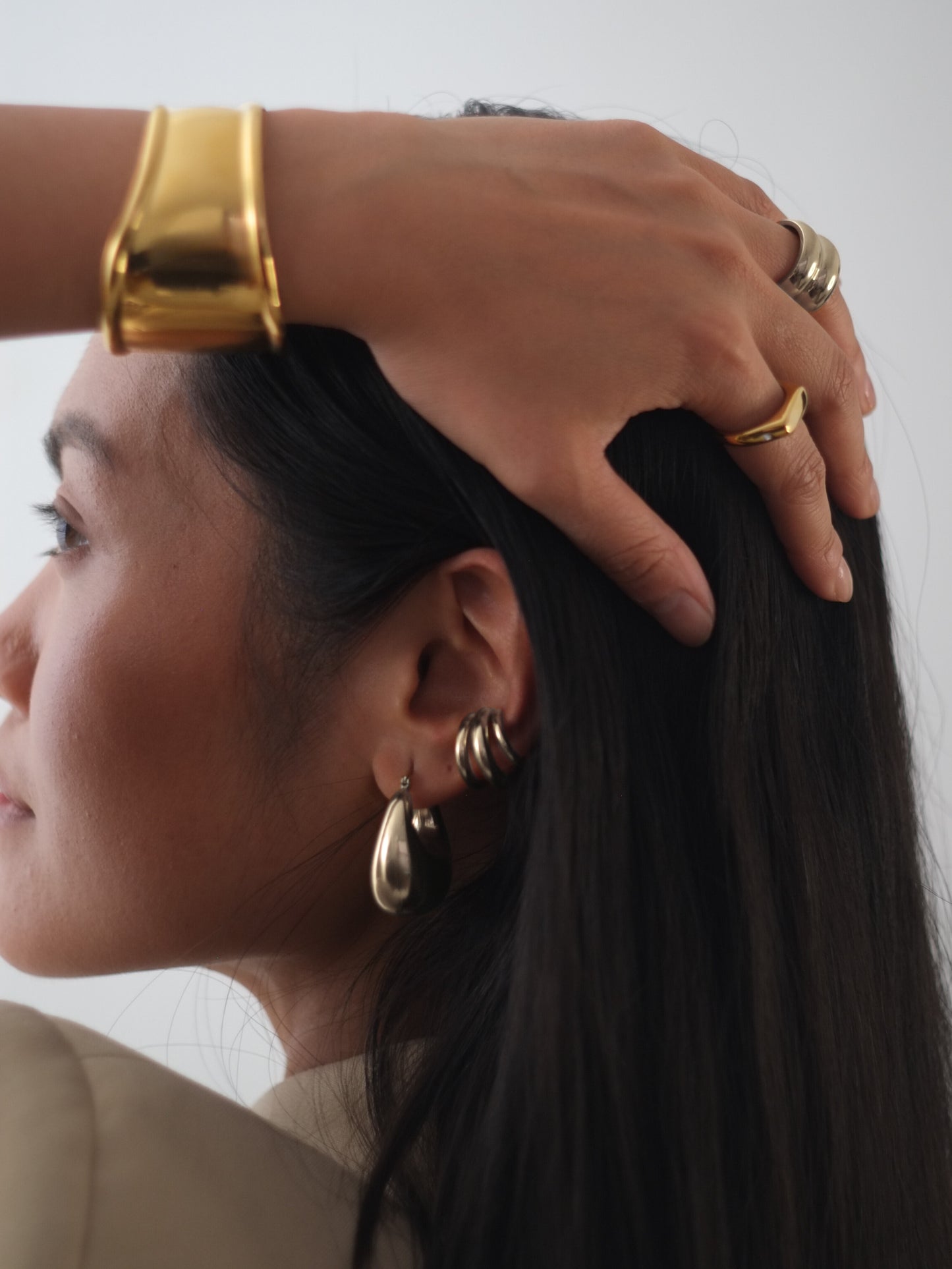 The Mother Silver Finish Tarnish-Free Statement Hoop Earrings