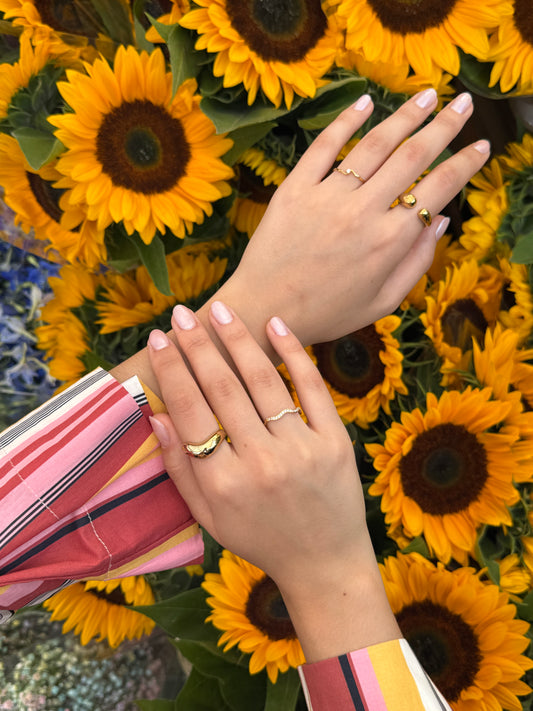 The Waverly 18k Gold Plated Tarnish-Free Fine Crystal Wavy Layering Ring