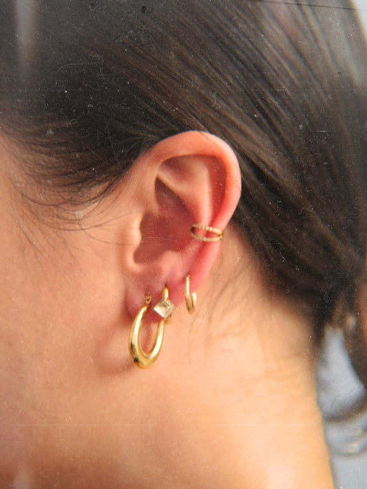 The Duke 18k Gold Plated Stainless Steel Oval Hoop Earrings.