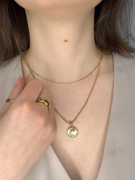 The Blair Aquarius 18k Gold Plated Stainless Steel Zodiac Starsign Pearlescent Necklace.