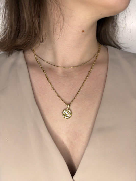 The Blair Pisces 18k Gold Plated Stainless Steel Zodiac Starsign Pearlescent Necklace.