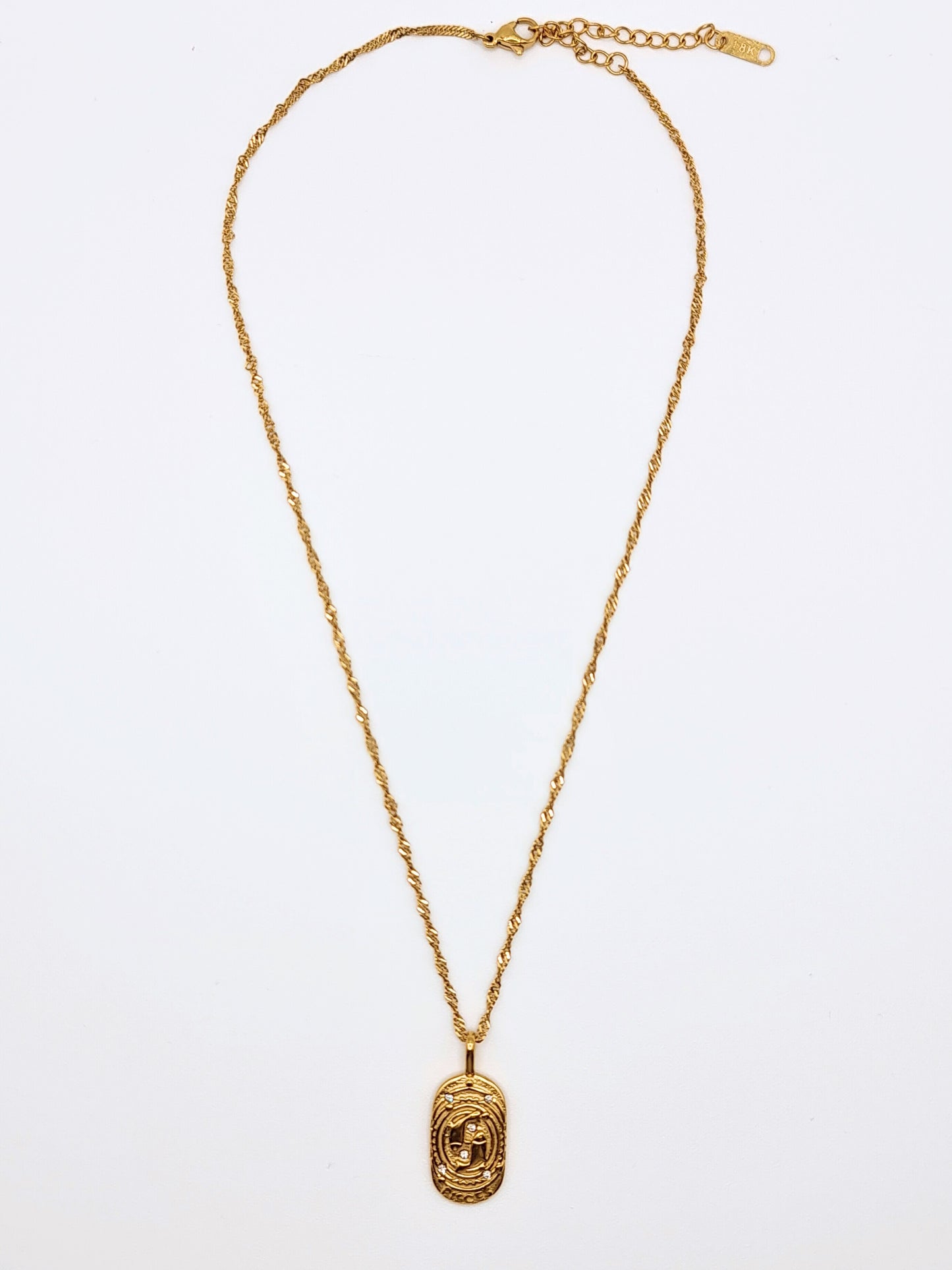 The Kiki Pisces 18k Gold Plated Stainless Steel Zodiac Starsign Crystal Necklace.