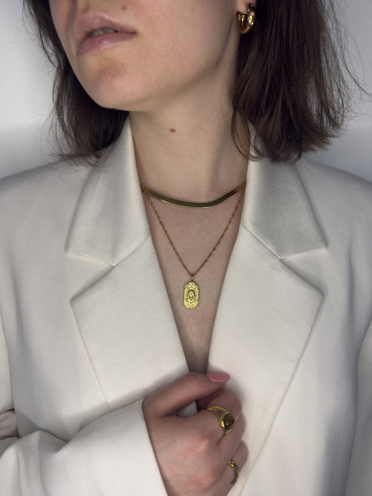 The Kiki Virgo 18k Gold Plated Stainless Steel Zodiac Starsign Crystal Necklace.