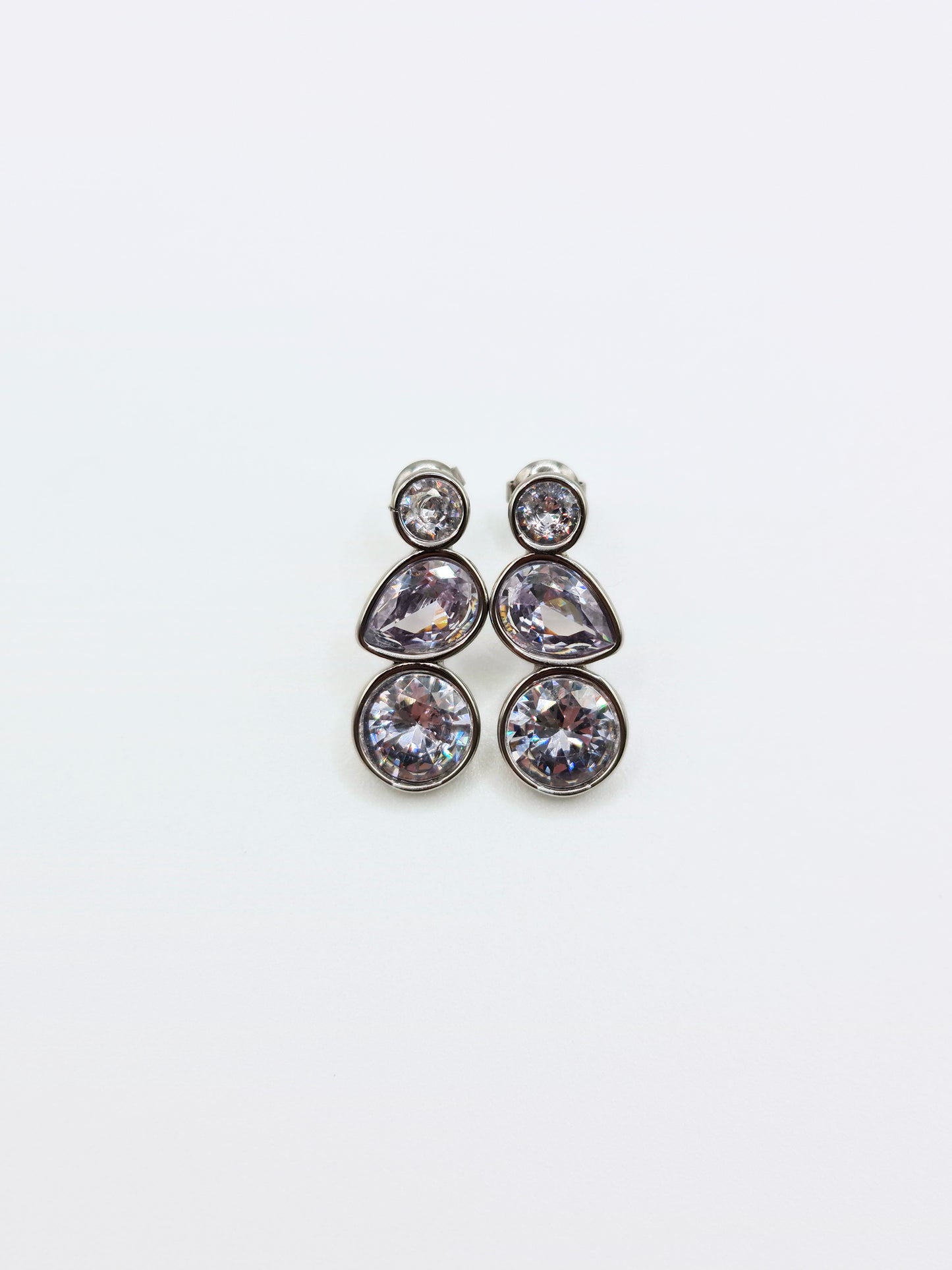 The Quartz Silver Finish Tarnish-Free Bezel Crystal Stud Earrings