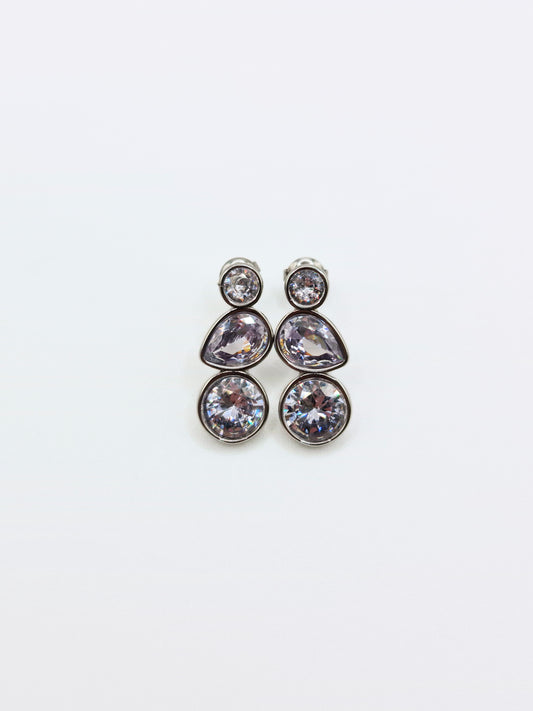 The Quartz Silver Finish Tarnish-Free Bezel Crystal Stud Earrings