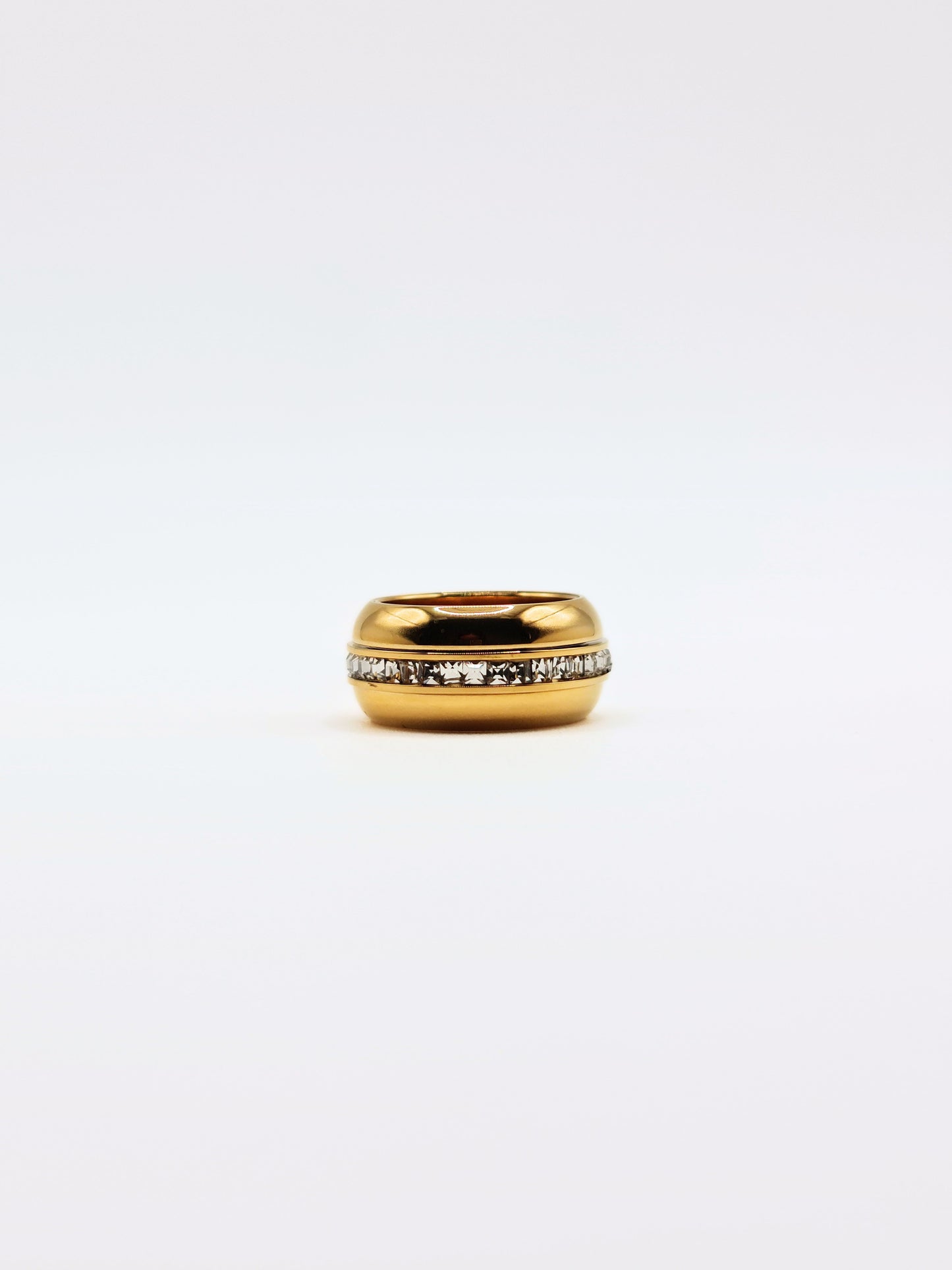 The Intrepid 18k Gold Plated Tarnish-Free Crystal Fidget Spin Ring
