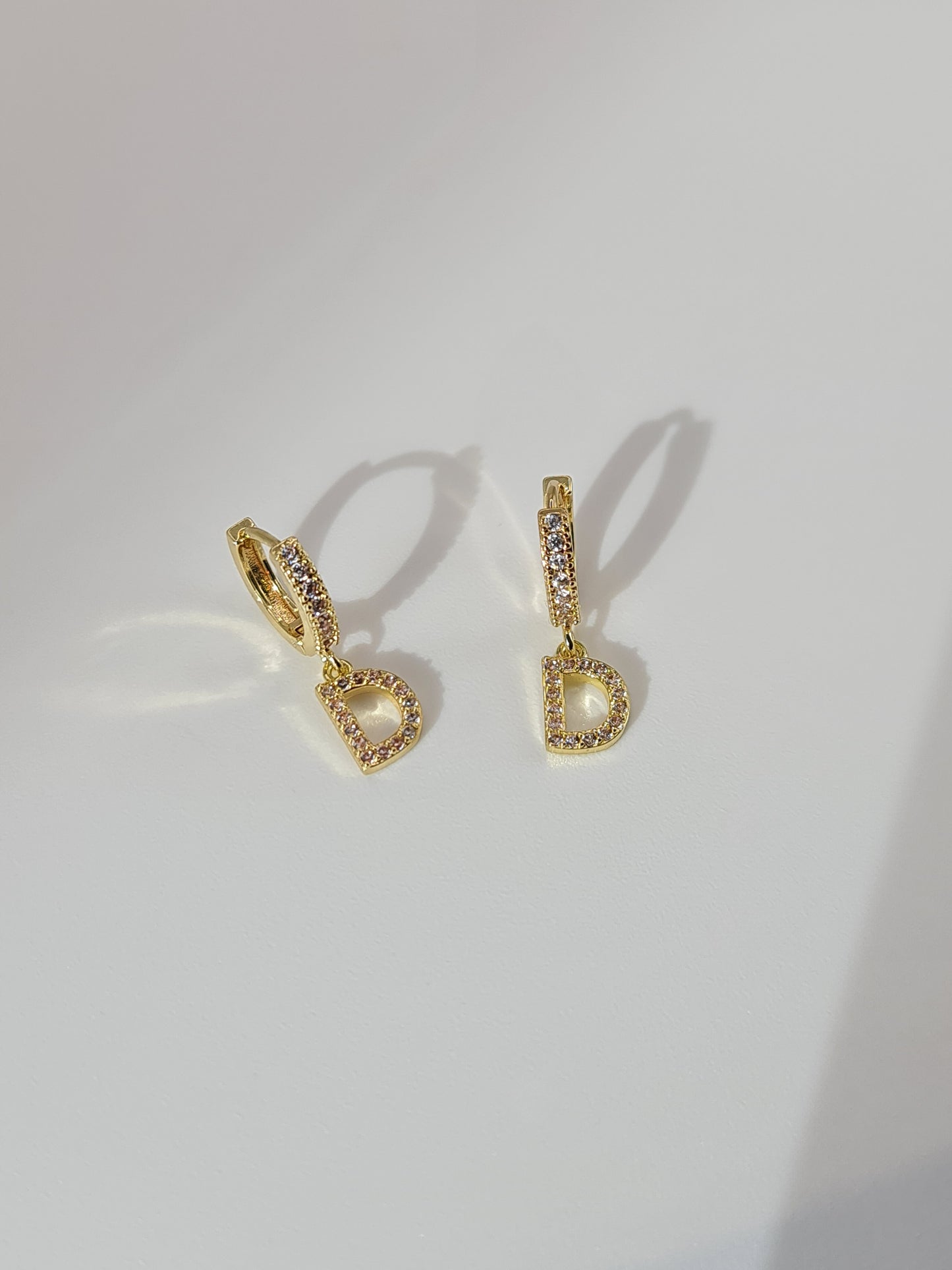 The Lana 'D' Initial 18k Gold Plated Stainless Steel Crystal Drop Hoop Earring