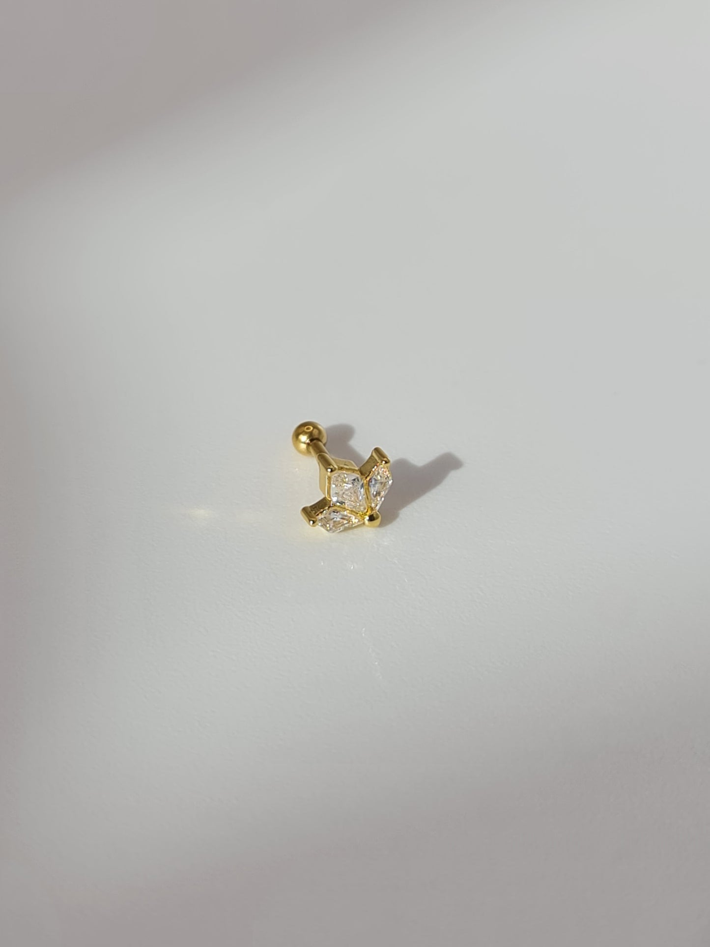 The Blake 18k Gold Plated Titanium Steel Cubic Zirconia Cluster Cartilage Lobe Stud Earring.