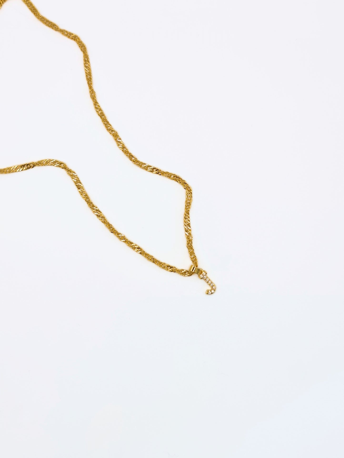 The Lottie 'J' Initial 18k Gold Plated Stainless Steel Pave Crystal Pendant Necklace