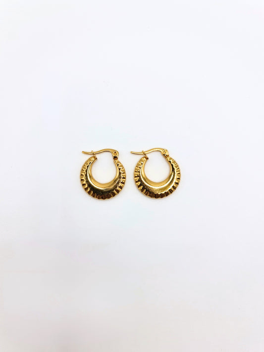 The Rue 18k Gold Plated Stainless Steel Crimped Hoop Earrings.
