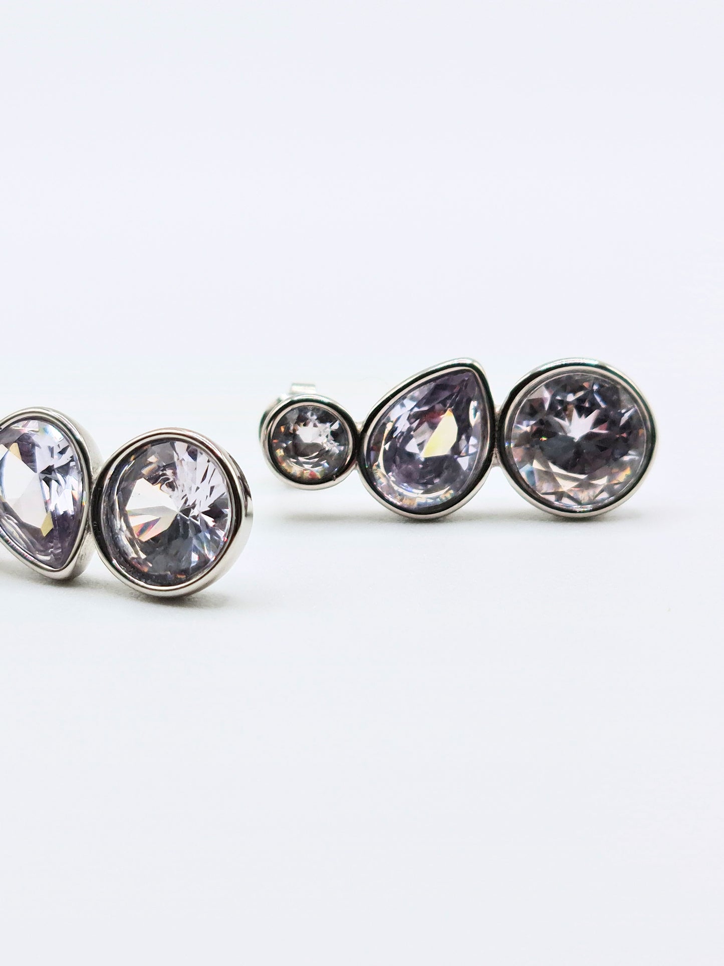 The Quartz Silver Finish Tarnish-Free Bezel Crystal Stud Earrings