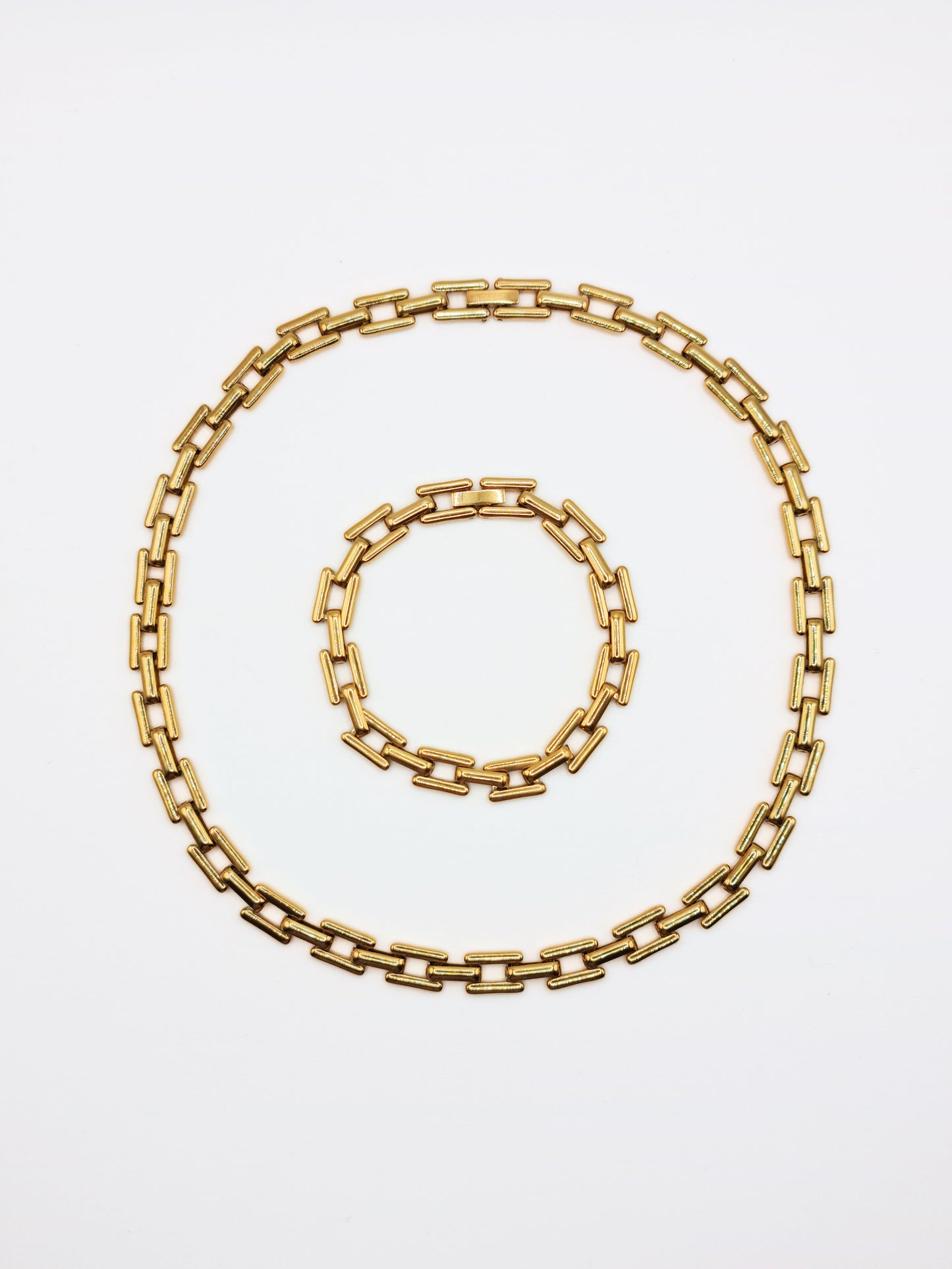 The Spencer Set 18k Gold Plated Tarnish-Free Square Link Chain Necklace & Bracelet