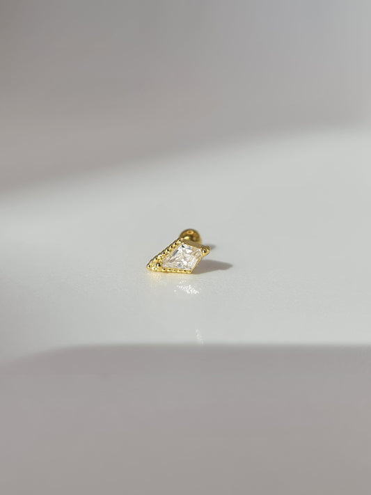 The Jordan 18k Gold Plated Titanium Steel Cubic Zirconia Diamond Cut Dagger Cartilage Lobe Single Piercing Stud Earring.
