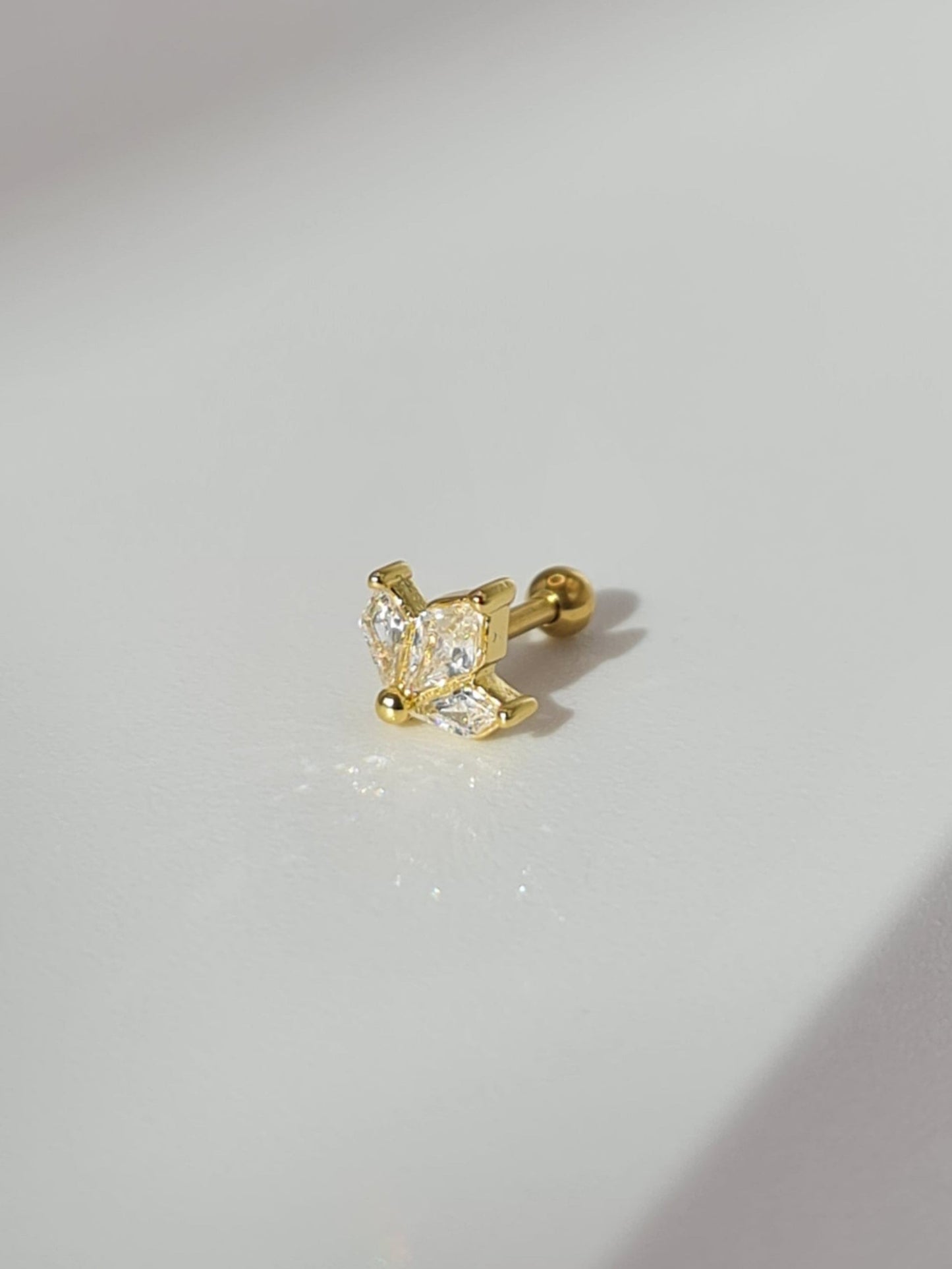 The Blake 18k Gold Plated Titanium Steel Cubic Zirconia Cluster Cartilage Lobe Stud Earring.