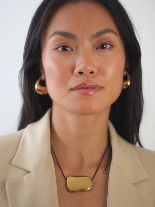 The Hepworth 18k Gold Plated Tarnish-Free Metal Plate Rope Tie Necklace