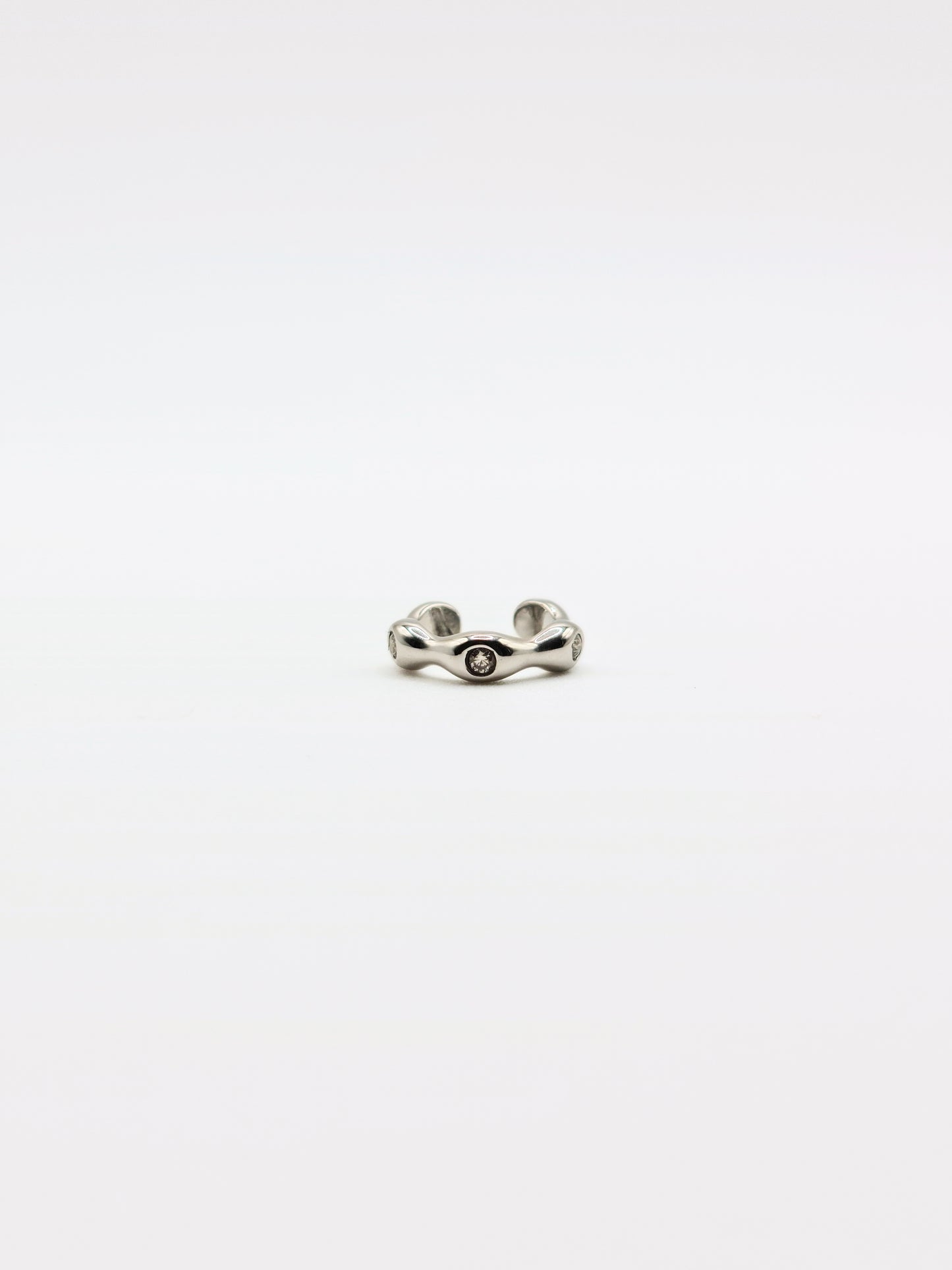 The Wave Silver Finish Tarnish-Free Crystal Ear Cuff