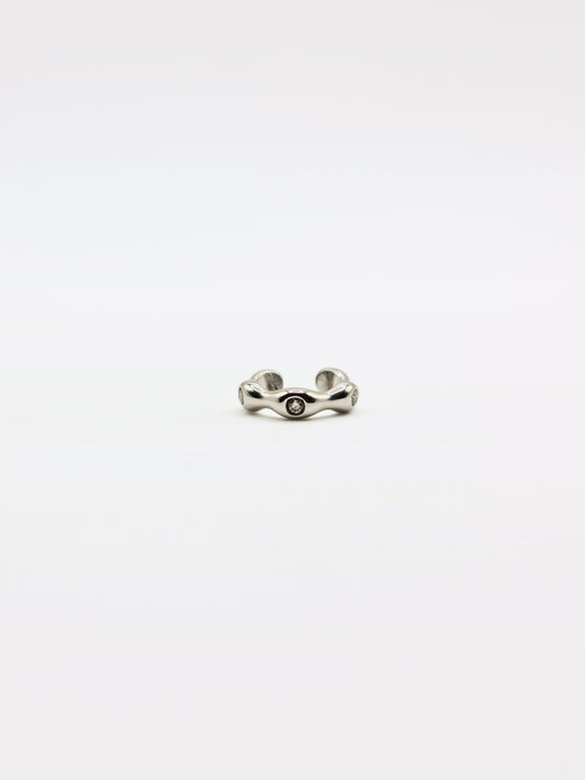 The Wave Silver Finish Tarnish-Free Crystal Ear Cuff