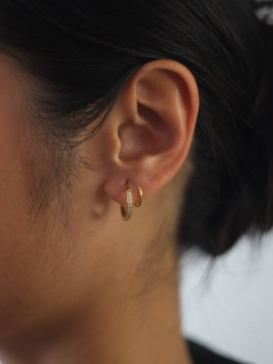 The Spiral 18k Gold Plated Tarnish-Free Crystal Pave Double Hoop Earrings