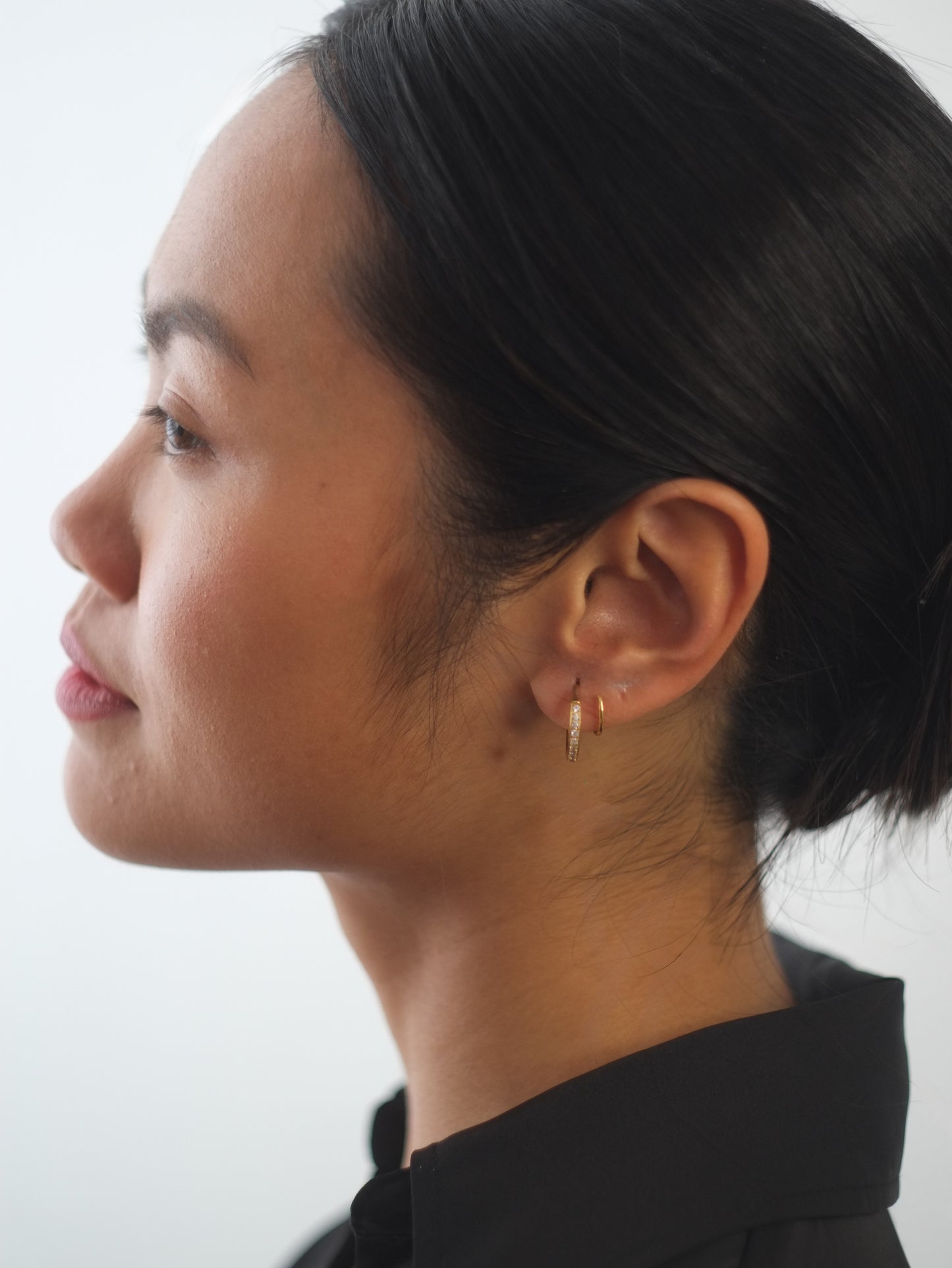 The Spiral 18k Gold Plated Tarnish-Free Crystal Pave Double Hoop Earrings