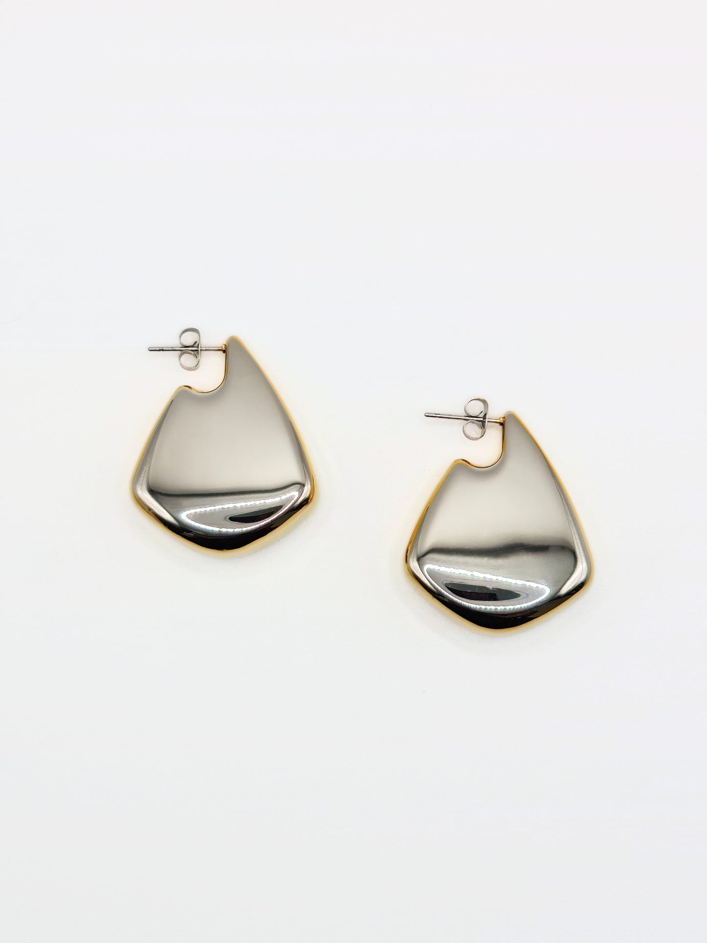 The Torso Two Tone 18k Gold Plated Tarnish-Free Statement Triangle Hoop Earrings