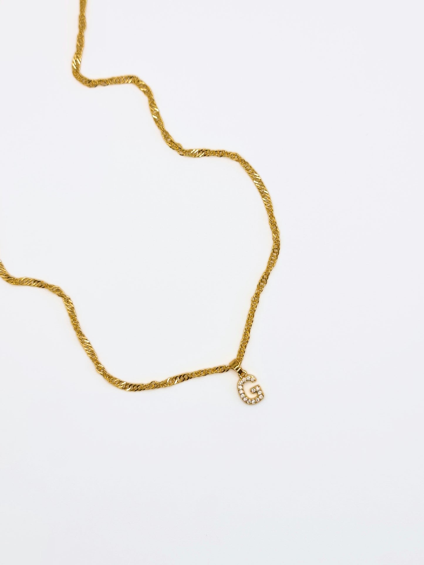 The Lottie 'G' Initial 18k Gold Plated Stainless Steel Pave Crystal Pendant Necklace