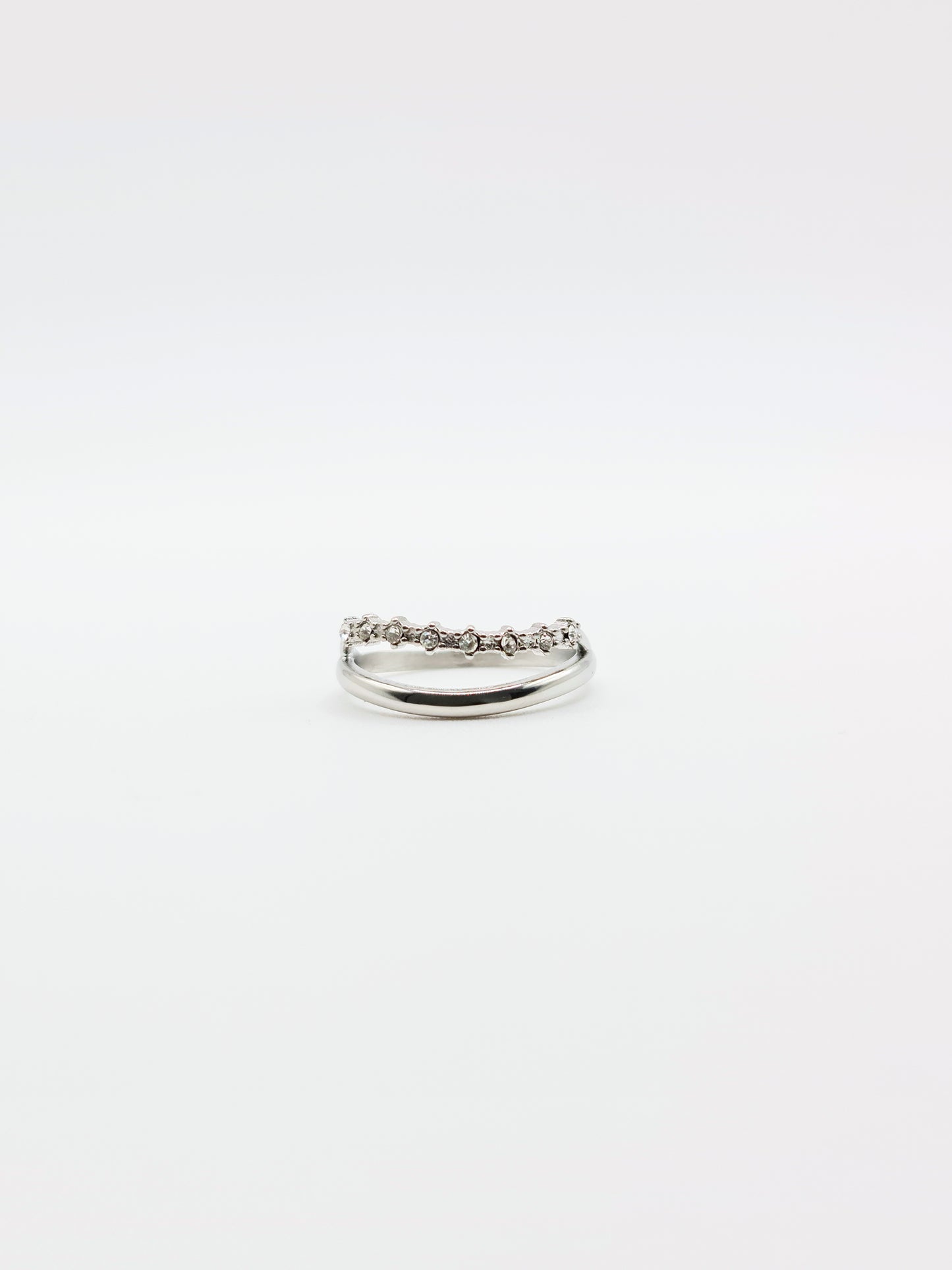 The Celeste Silver Finish Tarnish-Free Constellation Double Stacking Ring.