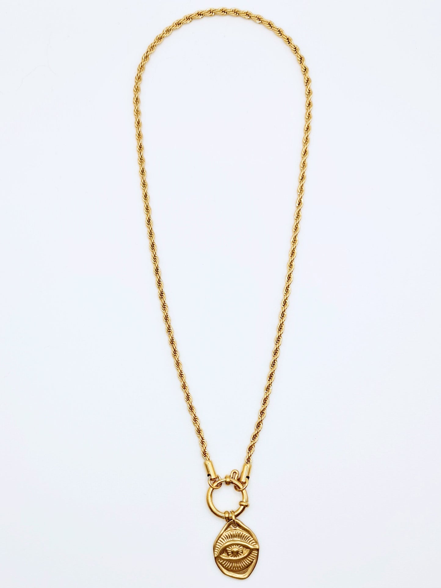 The Talisman Collection 18k Gold Plated Stainless Steel Molten Eye Pendant Necklace.