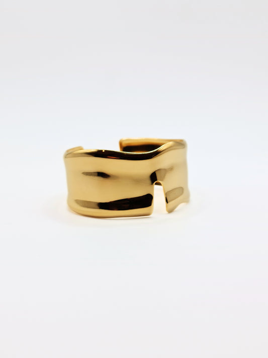 The Talisman Collection 18k Gold Plated Stainless Steel Chipped Molten Cuff Bracelet