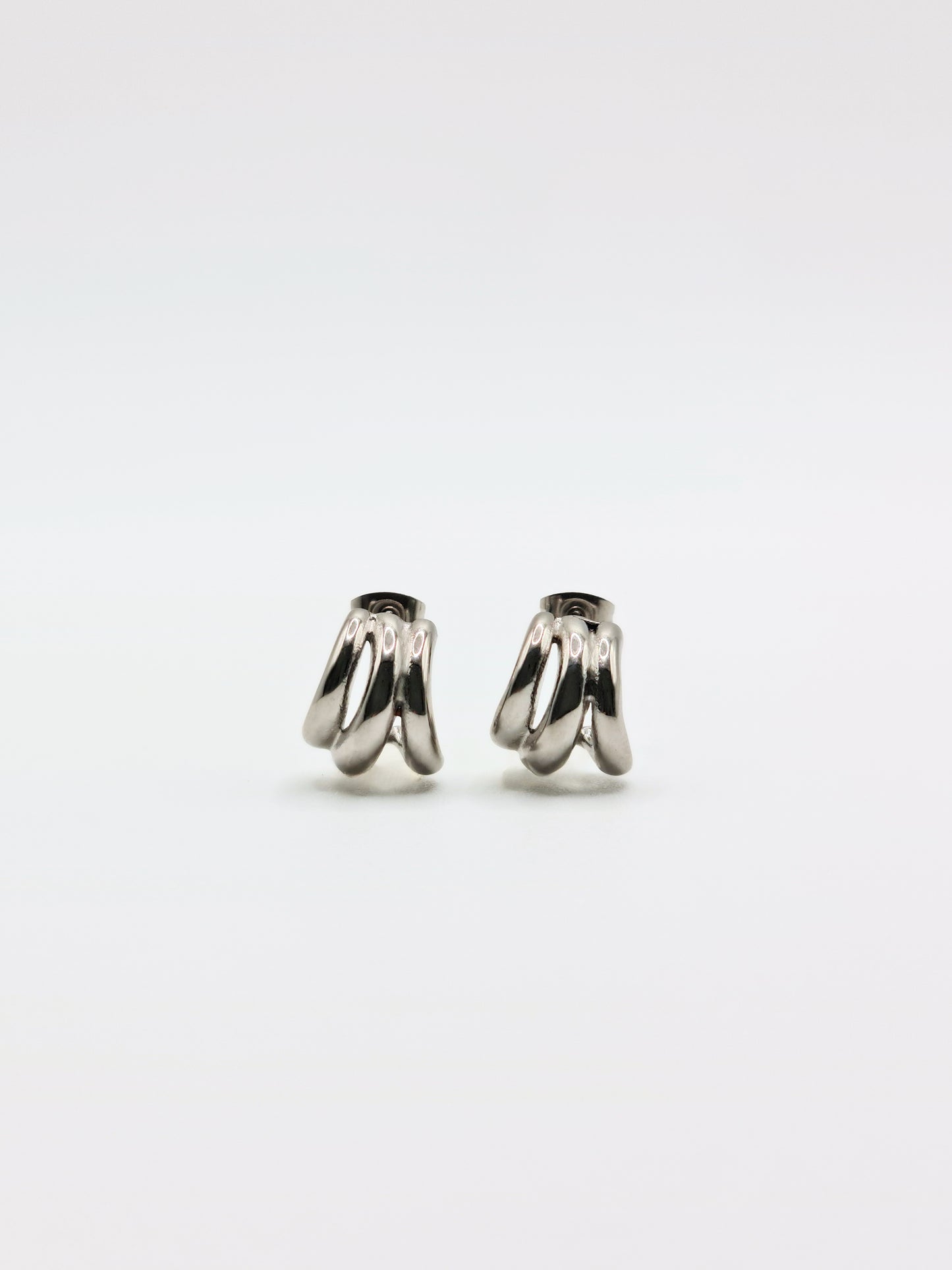 The Triad Silver Finish Tarnish-Free Triple Stud Earrings