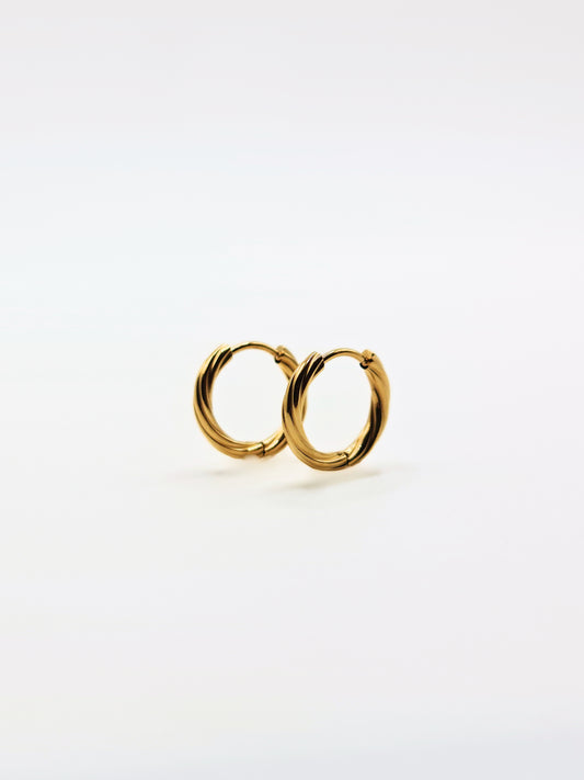 The Toni Essentials 18k Gold Plated Tarnish-Free Twist Etched Huggie Hoop Earrings