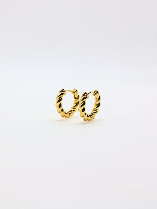 The Paloma Essentials 18k Gold Plated Tarnish-Free Plaited Twist Huggie Hoop Earrings